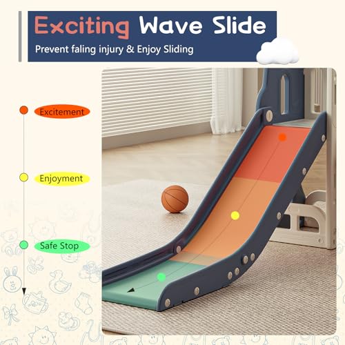 Baotree Toddler SlideKids Climber Slide with Storage Space and NonSlip StepsIndoor Outdoor Playset with Basketball Hoopa and TelescopeSlide for Toddlers Age 13 Red - Image 5