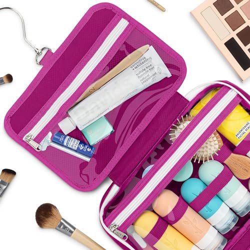 Eco Sun Hanging Travel Toiletry Bag Designed in Hawaii Waterresistant Travel Organizer for Bathroom Accessories Magenta - Image 3
