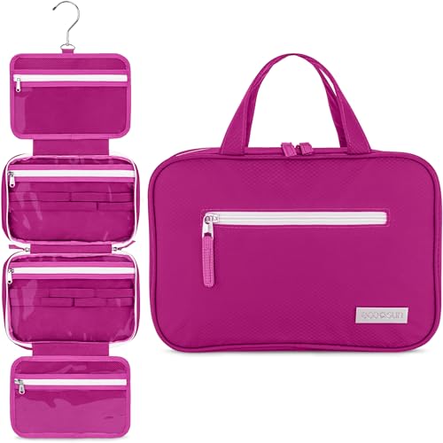 Eco Sun Hanging Travel Toiletry Bag Designed in Hawaii Waterresistant Travel Organizer for Bathroom Accessories Magenta - Image 1