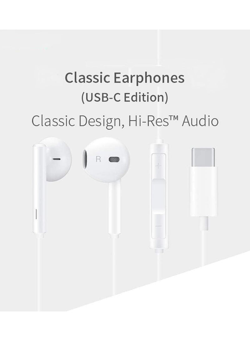 Honor Earphones Classic USB-C Headset Stereo Audio Wired Headphone with Mic Microphone Volume Control Wind Compatible with Honor AM33R Compatible with Samsung and All Mobile Phones Devices (White) White - Image 4