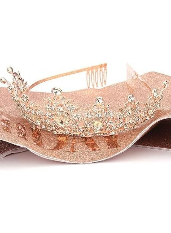FengSVMA Birthday Queen Sash and Crown Set,Satin Kit for Girls Party Accessories for Prom Decoration Accessory Set with Pin (Rose Gold Set) - Image 3