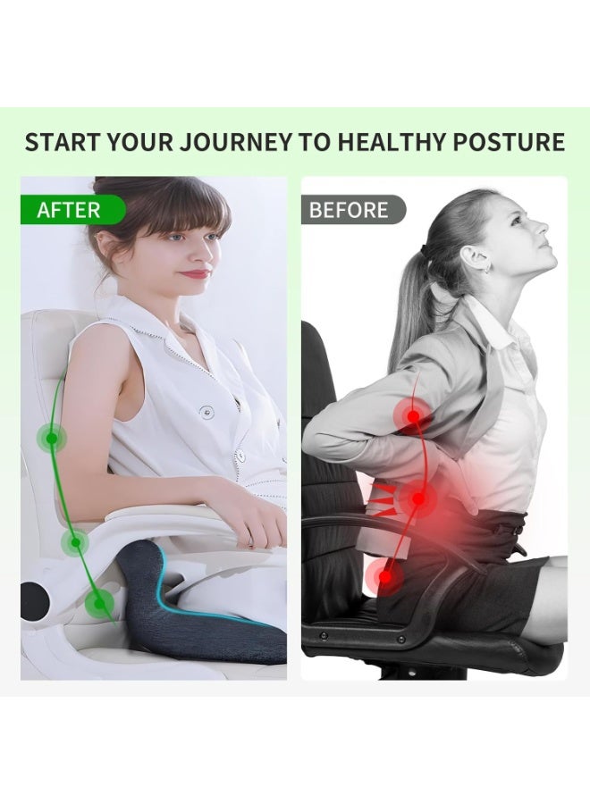 صن سباير وسادة مقعد مريحة لكرسي المكتب والسيارة - وسادة كرسي من قطعة واحدة من الإسفنج المرن مع دعامة للظهر القطني، تصميم مريح للجلوس لفترات طويلة، مع دعامة قطنية للجلوس لفترات طويلة - Image 3