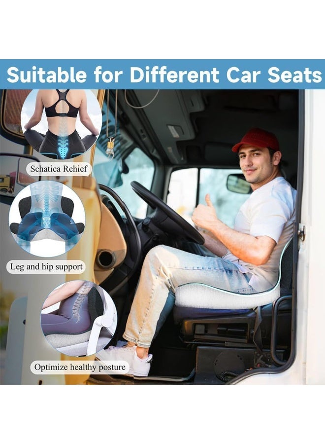 صن سباير وسادة مقعد مريحة لكرسي المكتب والسيارة - وسادة كرسي من قطعة واحدة من الإسفنج المرن مع دعامة للظهر القطني، تصميم مريح للجلوس لفترات طويلة، مع دعامة قطنية للجلوس لفترات طويلة - Image 4