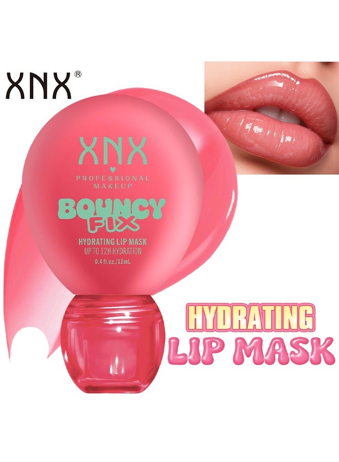 XNX Hydrating Lip Mask,Bouncy Fix,Hyaluronic Acid Lip Sleeping Mask Up To 12H Hydration for Dry Chapped Lips Lip Night Care Treatment 12ml,04# - Image 1