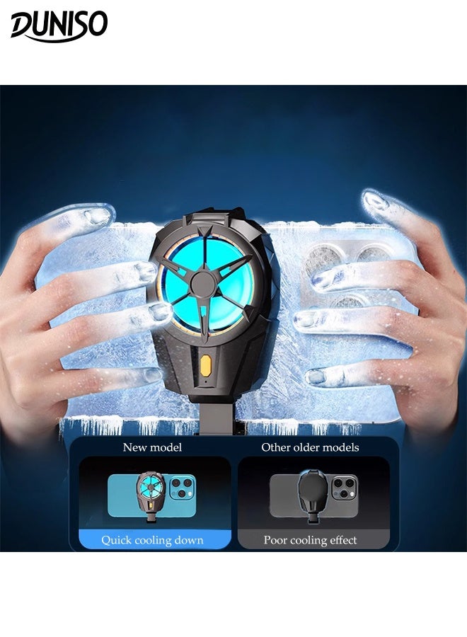 DUNISO Phone Cooler Gaming Cooling Fan Rechargeable Mobile Phone Radiator Portable RGB Back Clip Lightweight Semiconductor Heatsink Cooling for Tiktok Live Streaming, Outdoor Vlog, Mobile Gaming  - Image 1