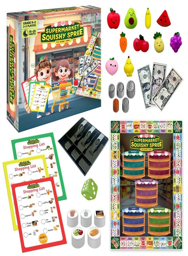 THE FIDGET GAME Supermarket Squishy Spree, Money Games for Kids Ages 5-8, Fun Math Game for K-2, Learn Coins, Dollars, Budgeting & Real-Life Money Skills - Image 1
