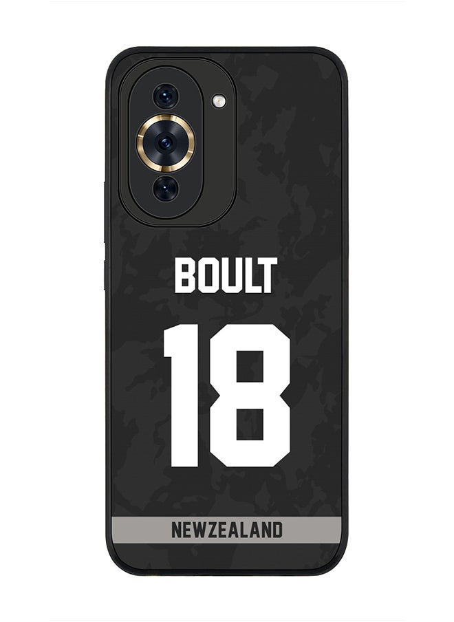 Stylizedd - Rugged Black Edge Case for Huawei nova 10 Pro, Slim fit Soft Case Flexible Rubber Edges Thin Cover - Player Name - Trent Boult, Jersey Number- 18 - Image 1