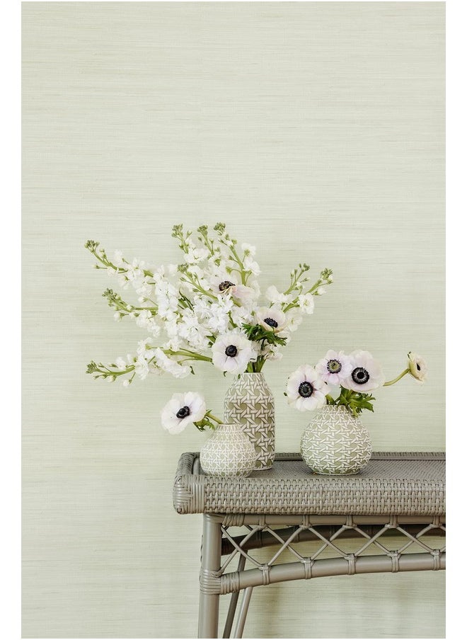 NuWallpaper NuWallpaper x Social Social Cucumber Classic Faux Grasscloth Peel & Stick Wallpaper  - Image 2
