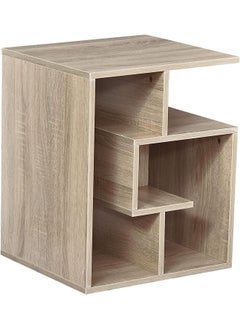 HOMCOM Side Table 3 Tier End Table with Open Storage Shelves Living Room Coffee Table Organiser Unit Oak Colour