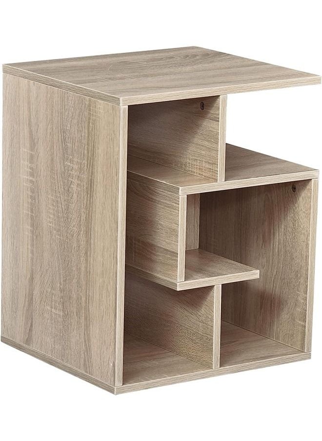 Generic - HOMCOM Side Table 3 Tier End Table with Open Storage Shelves Living Room Coffee Table Organiser Unit Oak Colour - Image 1