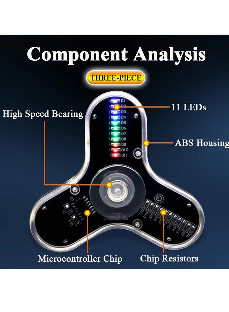 AROAQ Fingertip Gyro Kit, 3 Leaves LED Rotating Gyroscope, Easy Assemble And Use Soldering Project Electronics Kit, Low Noise Fidget Spinner With Multiple Colorful Patterns, (1pc) - Image 4