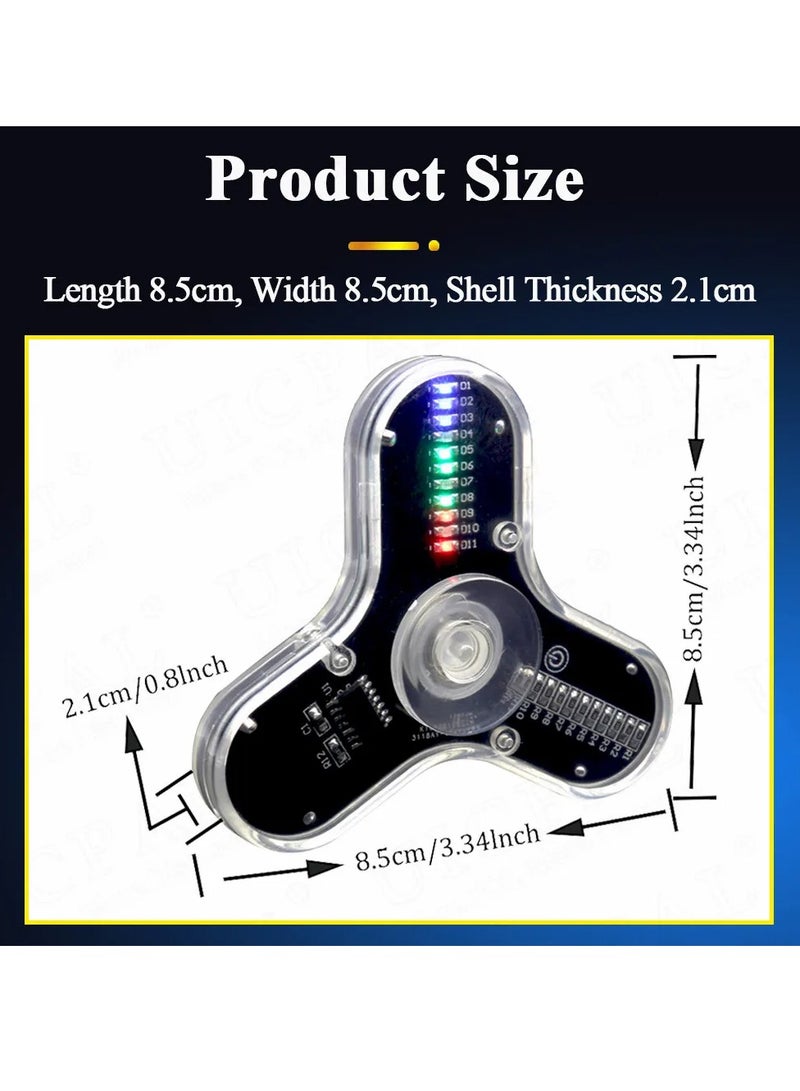 AROAQ Fingertip Gyro Kit, 3 Leaves LED Rotating Gyroscope, Easy Assemble And Use Soldering Project Electronics Kit, Low Noise Fidget Spinner With Multiple Colorful Patterns, (1pc) - Image 5