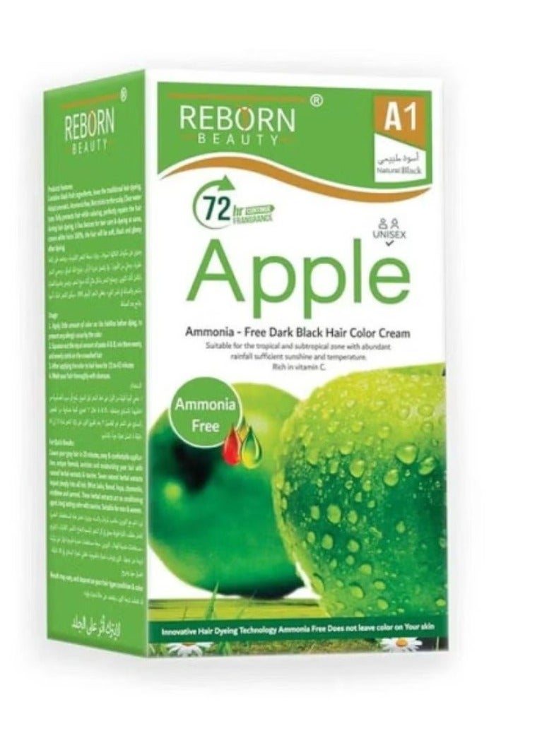 Reborn Beauty Apple - Ammonia-Free Natural Black Hair Color Cream