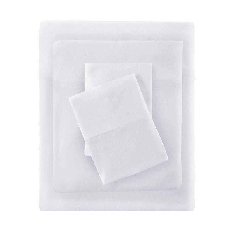 Intelligent Design Cotton Blend Jersey Knit King Bed Sheets   Coastal Cotton Bed Sheet   White Bed Sheet Set 4-Piece Include Flat Sheet   Fitted Sheet & 2 Pillowcases - Image 2