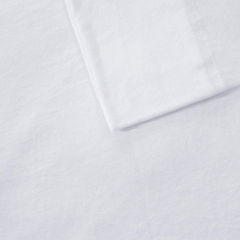 Intelligent Design Cotton Blend Jersey Knit King Bed Sheets   Coastal Cotton Bed Sheet   White Bed Sheet Set 4-Piece Include Flat Sheet   Fitted Sheet & 2 Pillowcases - Image 3