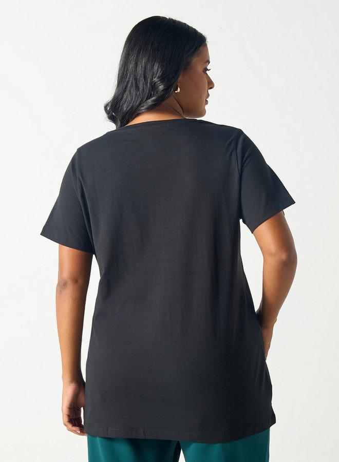  أولا بوبكن تيشيرت مقاس كبير بياقة مستديرة وأكمام قصيرة وطبعات جرافيك من أولا بوبكن - Image 3