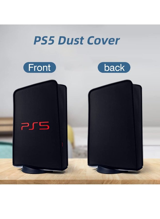 Dust Proof Cover for PS5, Anti Scratch Washable Cover for ps5 Game Console, soft Neat Lining Dust Guard for ps5 Console Digital Edition & Disc Edition (Black with LOGO)