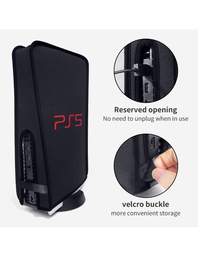 Dust Proof Cover for PS5, Anti Scratch Washable Cover for ps5 Game Console, soft Neat Lining Dust Guard for ps5 Console Digital Edition & Disc Edition (Black with LOGO)