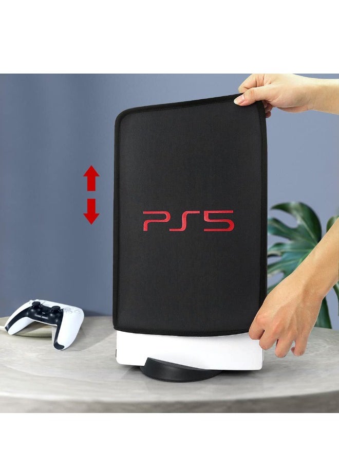Dust Proof Cover for PS5, Anti Scratch Washable Cover for ps5 Game Console, soft Neat Lining Dust Guard for ps5 Console Digital Edition & Disc Edition (Black with LOGO)