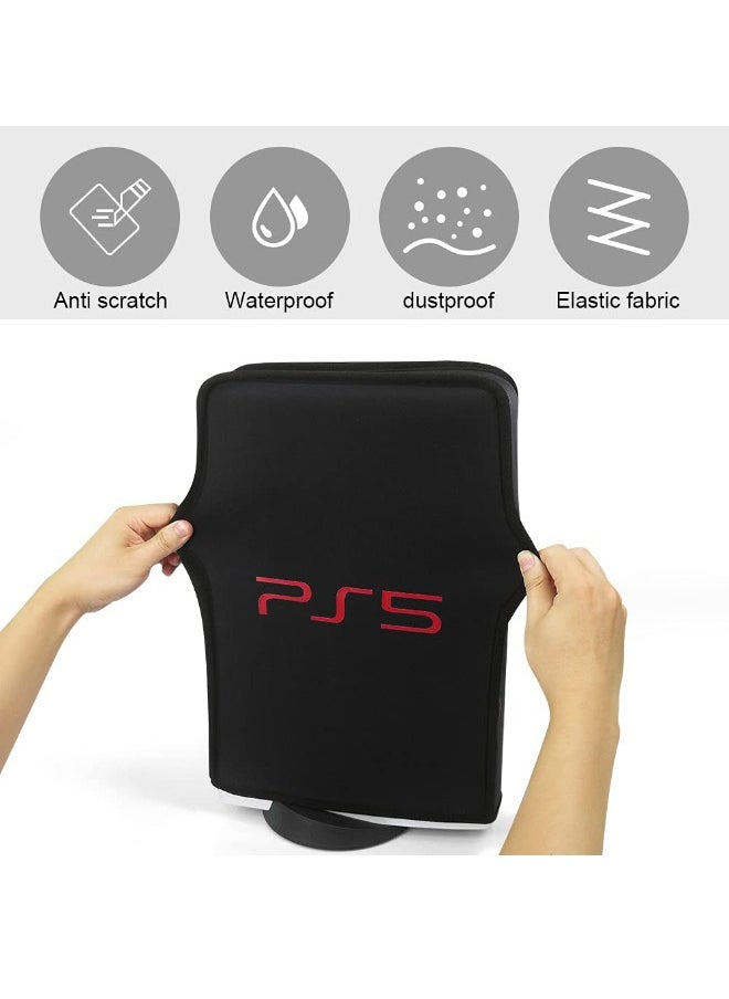 Dust Proof Cover for PS5, Anti Scratch Washable Cover for ps5 Game Console, soft Neat Lining Dust Guard for ps5 Console Digital Edition & Disc Edition (Black with LOGO)