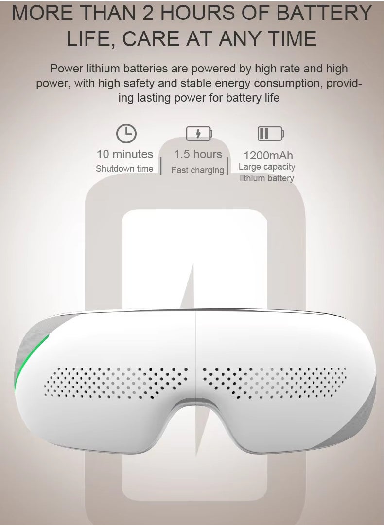 Electric Eye Mask Massager – Wireless, Foldable, Rechargeable, Heat, Bluetooth, 4 Modes with Voice Prompts – For Eye Strain, Dark Circles, Tired Eyes & Better Sleep