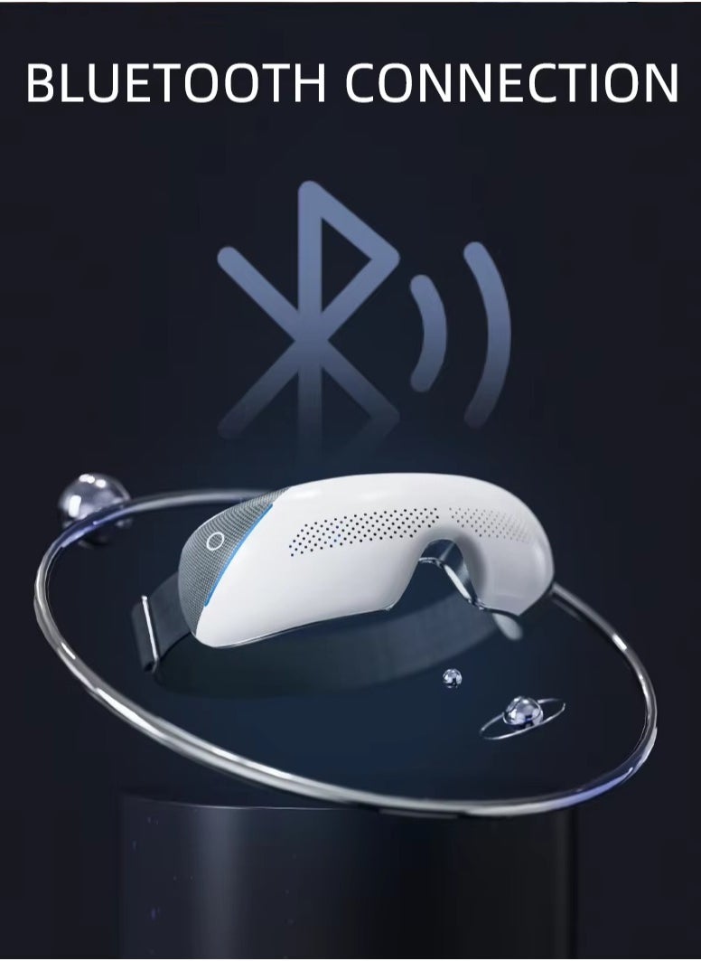 Electric Eye Mask Massager – Wireless, Foldable, Rechargeable, Heat, Bluetooth, 4 Modes with Voice Prompts – For Eye Strain, Dark Circles, Tired Eyes & Better Sleep