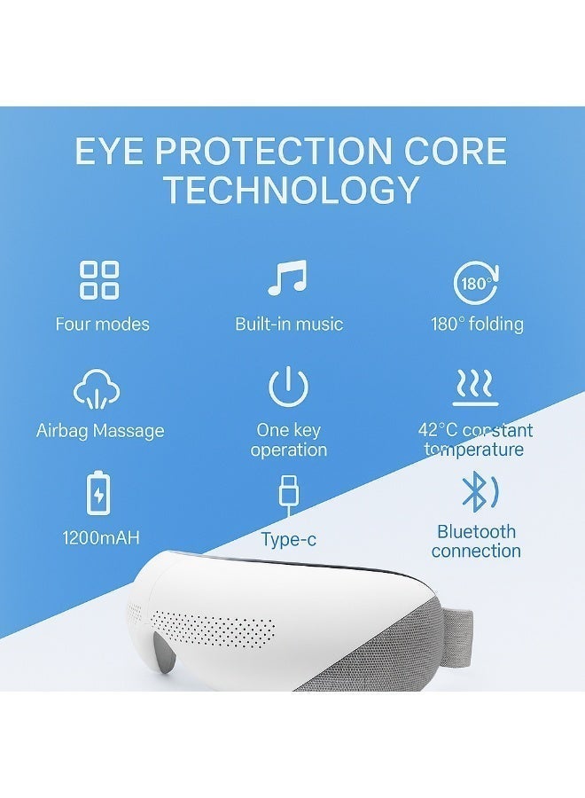 جهاز تدليك العين مع خاصية التسخين، وجهاز استرخاء العين مع خاصية الضغط، يعمل بتقنية البلوتوث وقابل لإعادة الشحن، يخفف إجهاد العين، والصداع النصفي، والهالات السوداء، وانتفاخات العين، ويحسن النوم - Image 4