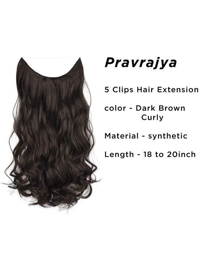 برافراجيا وصلات شعر نسائية طويلة مجعدة بنية داكنة بطول 18 إلى 20 بوصة مع 5 مشابك شعر/وصلات شعر للحفلات النسائية/الهالوين/الكريسماس - Image 2