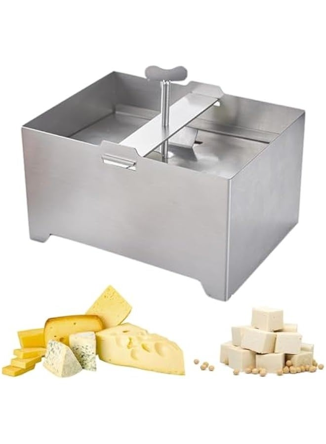 304 Stainless Steel Tofu Presser for Press Cheese and Paneer With Drain Hole and Drip Tray Maker Fast & Efficient Water Removal for Extra Firm Tofuture Dishwasher Safe (Large 6.3''x4.7''x3.5'')