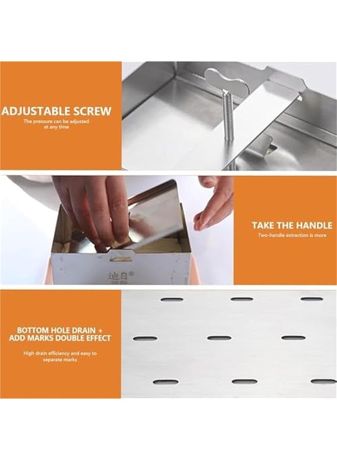 304 Stainless Steel Tofu Presser for Press Cheese and Paneer With Drain Hole and Drip Tray Maker Fast & Efficient Water Removal for Extra Firm Tofuture Dishwasher Safe (Large 6.3''x4.7''x3.5'')