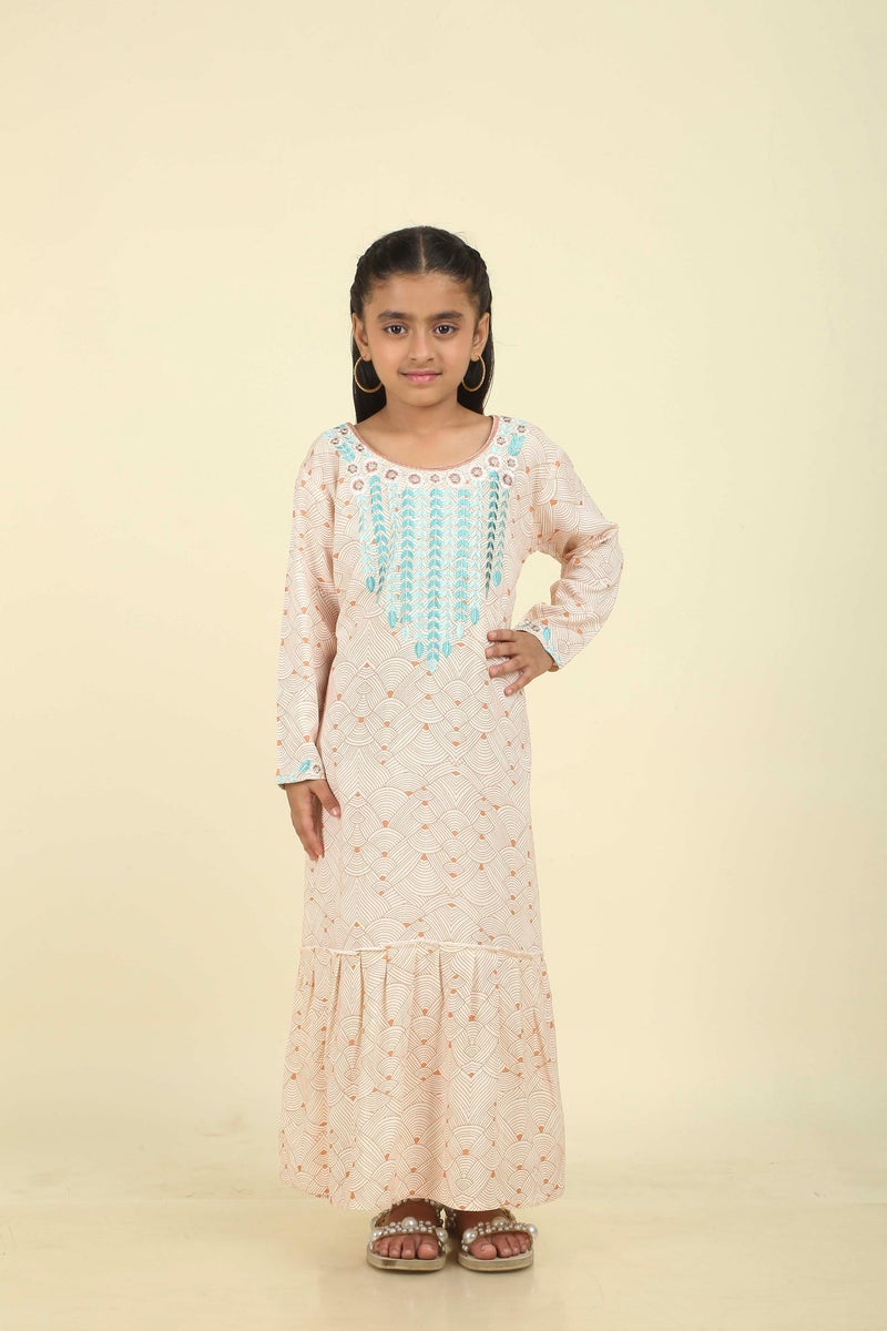 HANA & SARA Trendy Luxe Printed Arabic Jalabiya Dress For Girls - Image 3