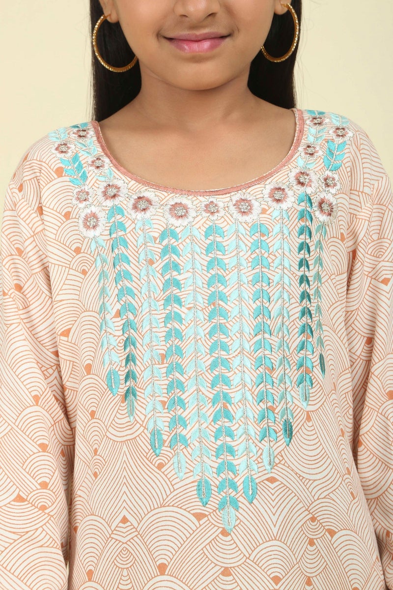 HANA & SARA Trendy Luxe Printed Arabic Jalabiya Dress For Girls - Image 5