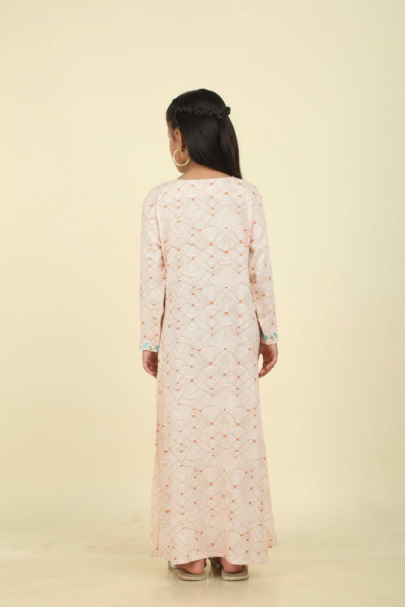 HANA & SARA Trendy Luxe Printed Arabic Jalabiya Dress For Girls - Image 4