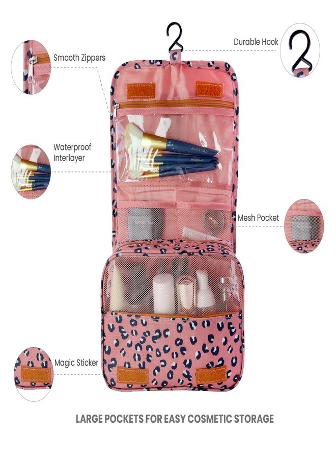 Lcsmaokin Large Capacity Toiletry Bag Travel Bag with Hanging Hook for Men and Women Waterproof Travel Cosmetic Bag Bathroom Storage Bag for Brushes Set,Full-Sized Shampoo,Accessories-Navy Flamingo - Image 2