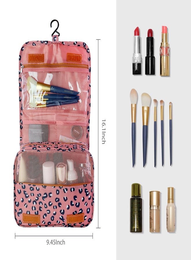 Lcsmaokin Large Capacity Toiletry Bag Travel Bag with Hanging Hook for Men and Women Waterproof Travel Cosmetic Bag Bathroom Storage Bag for Brushes Set,Full-Sized Shampoo,Accessories-Navy Flamingo - Image 3