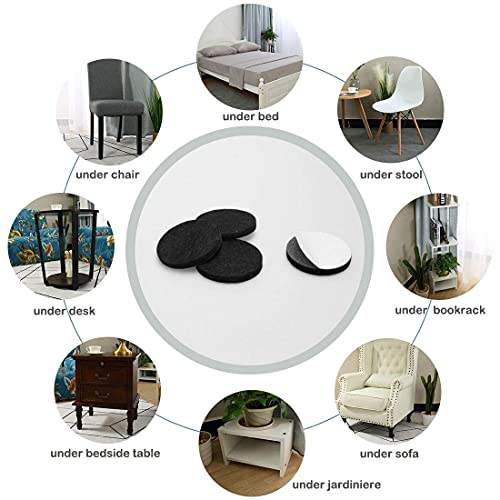 Now & Zen Self Adhesive Round Furniture Felt Pads for Hard Surfaces - Non-Scratch Heavy Duty Furniture Leg Guards (20 MM - Pack of 12, Black) - Image 5