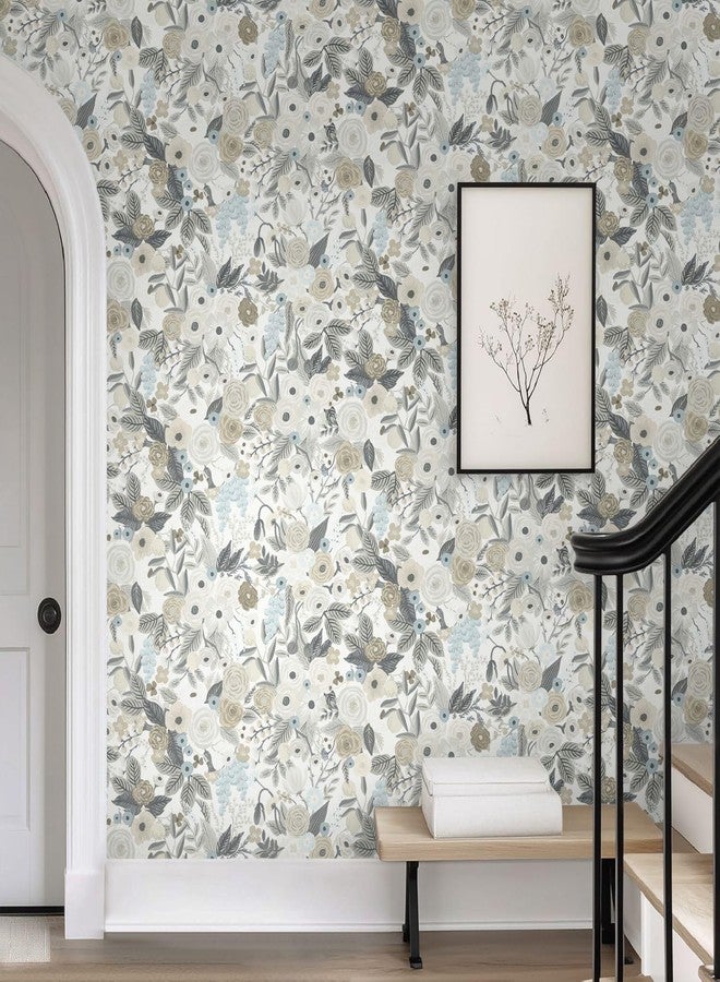 Ismoon Floral Peel and Stick Wallpaper Gray Contact Paper Vintage Removable Self-Adhesive Wallpaper Boho Watercolor Renovated Furniture For Cabinets Shelves Counter Tops Wall Decor Roll 17.3in x78.7in - Image 5