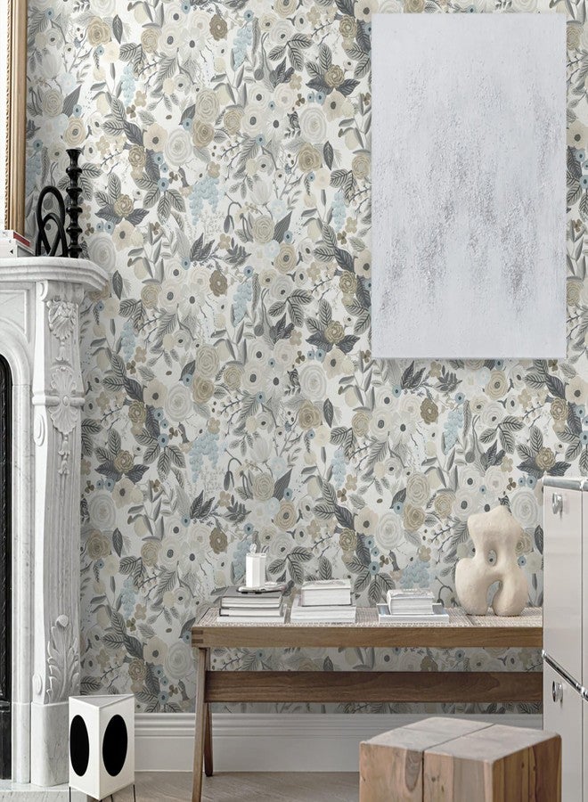 Ismoon Floral Peel and Stick Wallpaper Gray Contact Paper Vintage Removable Self-Adhesive Wallpaper Boho Watercolor Renovated Furniture For Cabinets Shelves Counter Tops Wall Decor Roll 17.3in x78.7in - Image 4