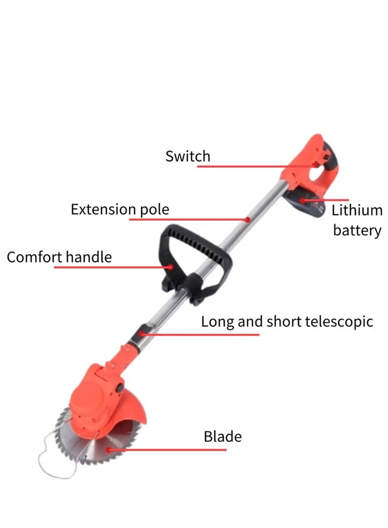 EzzySo 21V Cordless Grass Trimmer with 2pcs Battery Fast Charger and 3 Types Cutting Blade Portable Electric Lawn Trimmer for Garden Yard Lawn Pruning and Cut Materials - Image 3