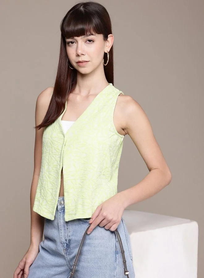 Freehand  Women Regular Fit Textured V-Neck Sleeveless Wrap Top  | Best Price UAE