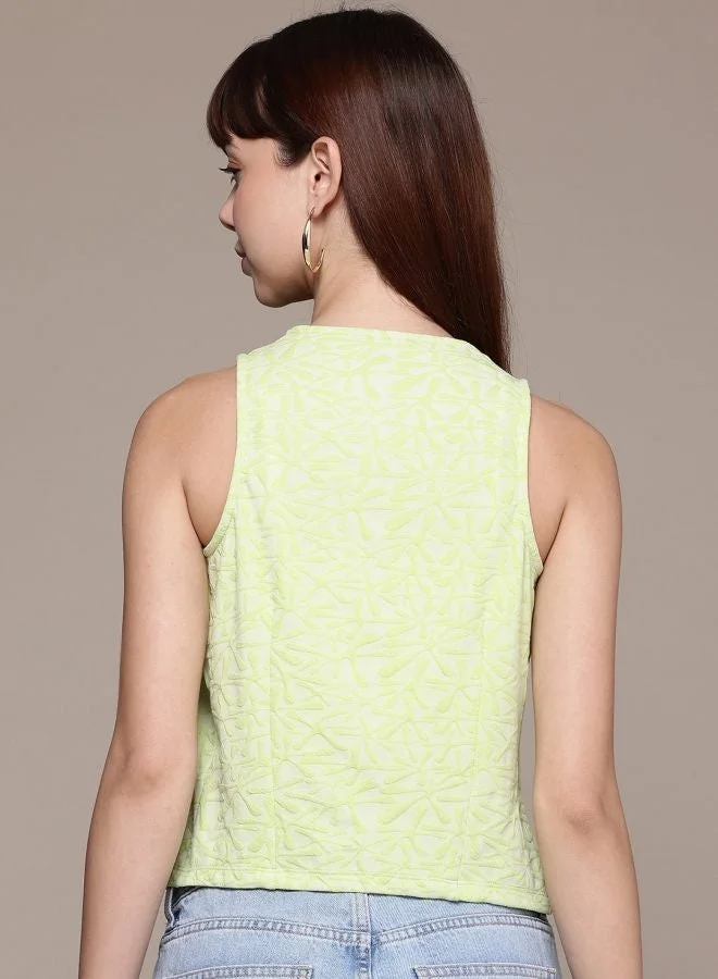 Freehand  Women Regular Fit Textured V-Neck Sleeveless Wrap Top  | Best Price UAE