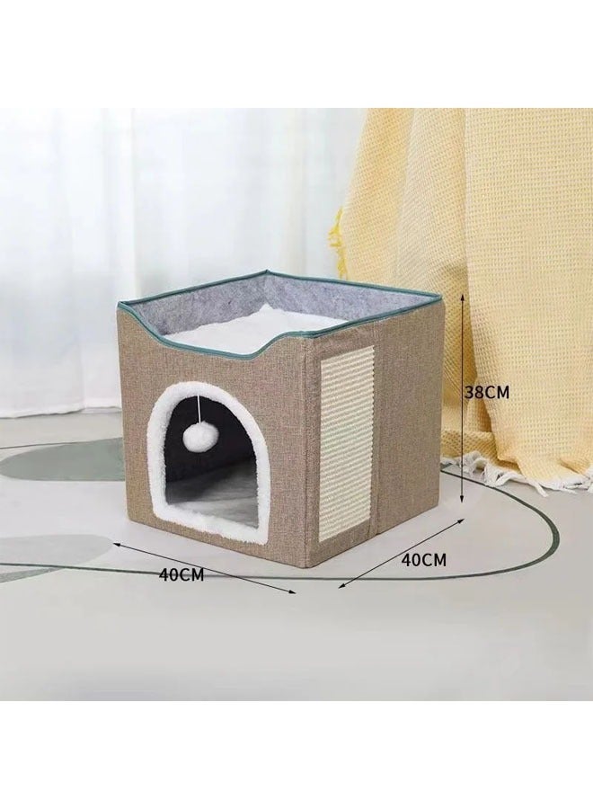 إن كي أكس بيت نوم مربع قابل للطي بطبقة مزدوجة للقطط - Image 3