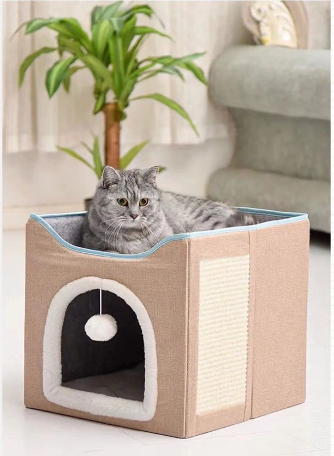 إن كي أكس بيت نوم مربع قابل للطي بطبقة مزدوجة للقطط - Image 4