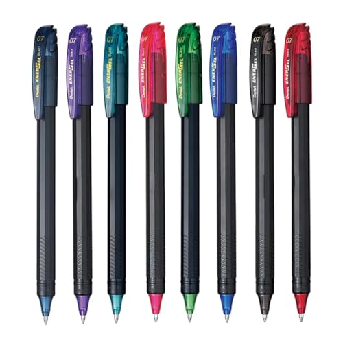 Pentel Energel Roller Gel Pen 07mm Metal Tip 8 Assorted Colors Pack of 1 - Image 1
