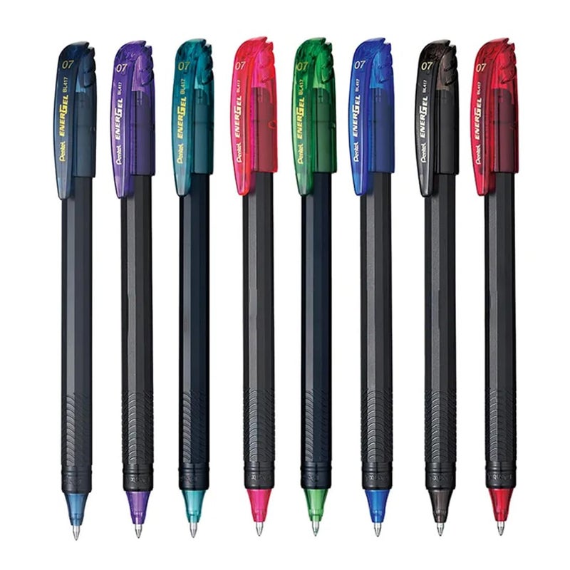 Pentel Energel Roller Gel Pen 07mm Metal Tip 8 Assorted Colors Pack of 1 - Image 2