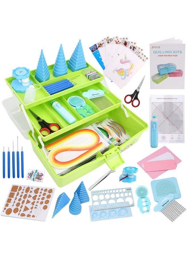 JoyPlus Quilling Kits for Beginners, 24 Quilling Tools & Supplies with Durable Quilling Storage, Updated Paper Crimper Tool, Premium Quilling Husking Board & Electronic Quilling Pen Green - Image 1
