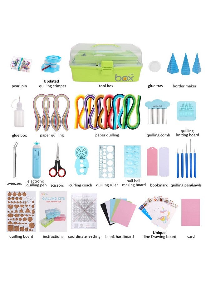 JoyPlus Quilling Kits for Beginners, 24 Quilling Tools & Supplies with Durable Quilling Storage, Updated Paper Crimper Tool, Premium Quilling Husking Board & Electronic Quilling Pen Green - Image 5