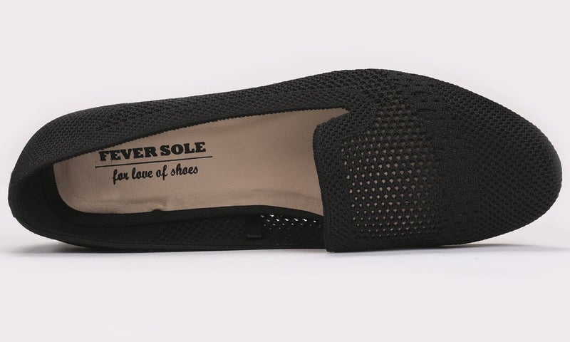 FEVERSOLE Women's Woven Fashion Breathable Knit Flat Shoes Black Loafer Size 7.5 M US - Image 5