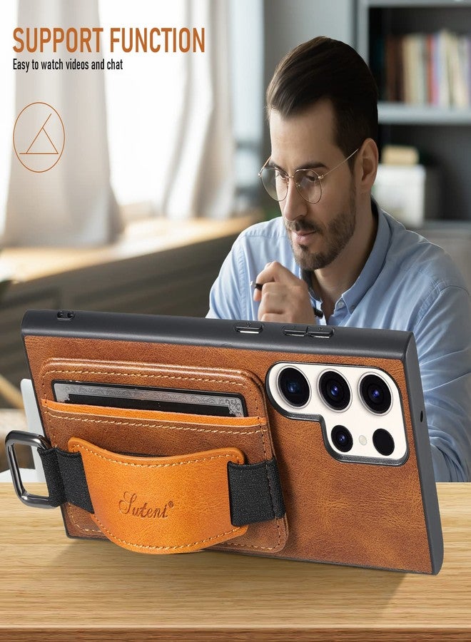 أسو ويش جراب هاتف Asuwish لهاتف سامسونج جالاكسي S22 ألترا 5G، غطاء محفظة مع واقي شاشة من الزجاج المقوى وحامل بطاقات رفيع، إكسسوارات جلدية للهواتف المحمولة، S22ultra 22S S 22 S22ultra5g 6.8 رجالي بني - Image 4