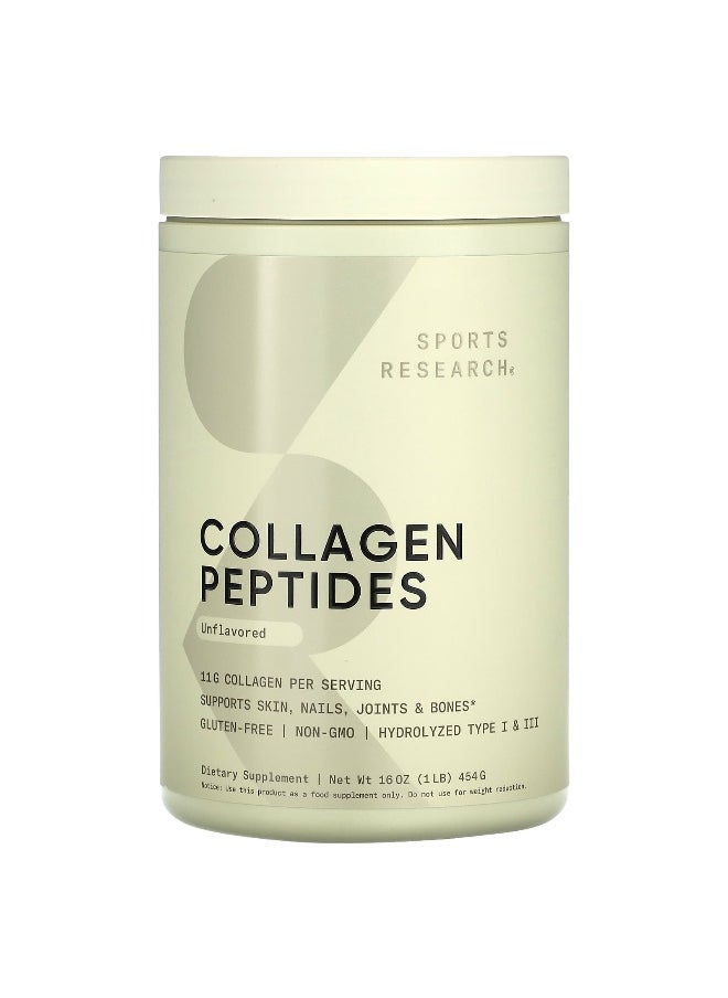 SPORTS RESEARCH Sports Research, Collagen Peptides, Unflavored, 1 lb (454 g) 